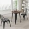Merrick Lane 24" Round Metal Indoor Table with Galvanized Steel Frame and Rustic Wood Top